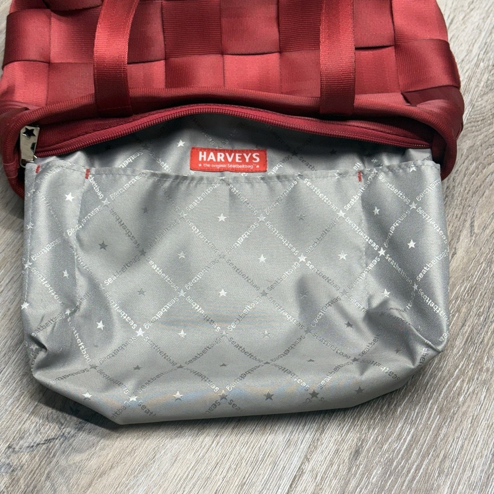 HARVEYS "The Original" Red SEATBELT BAG Shoulder Tote Zip Purse Crimson USA - Picture 4 of 16